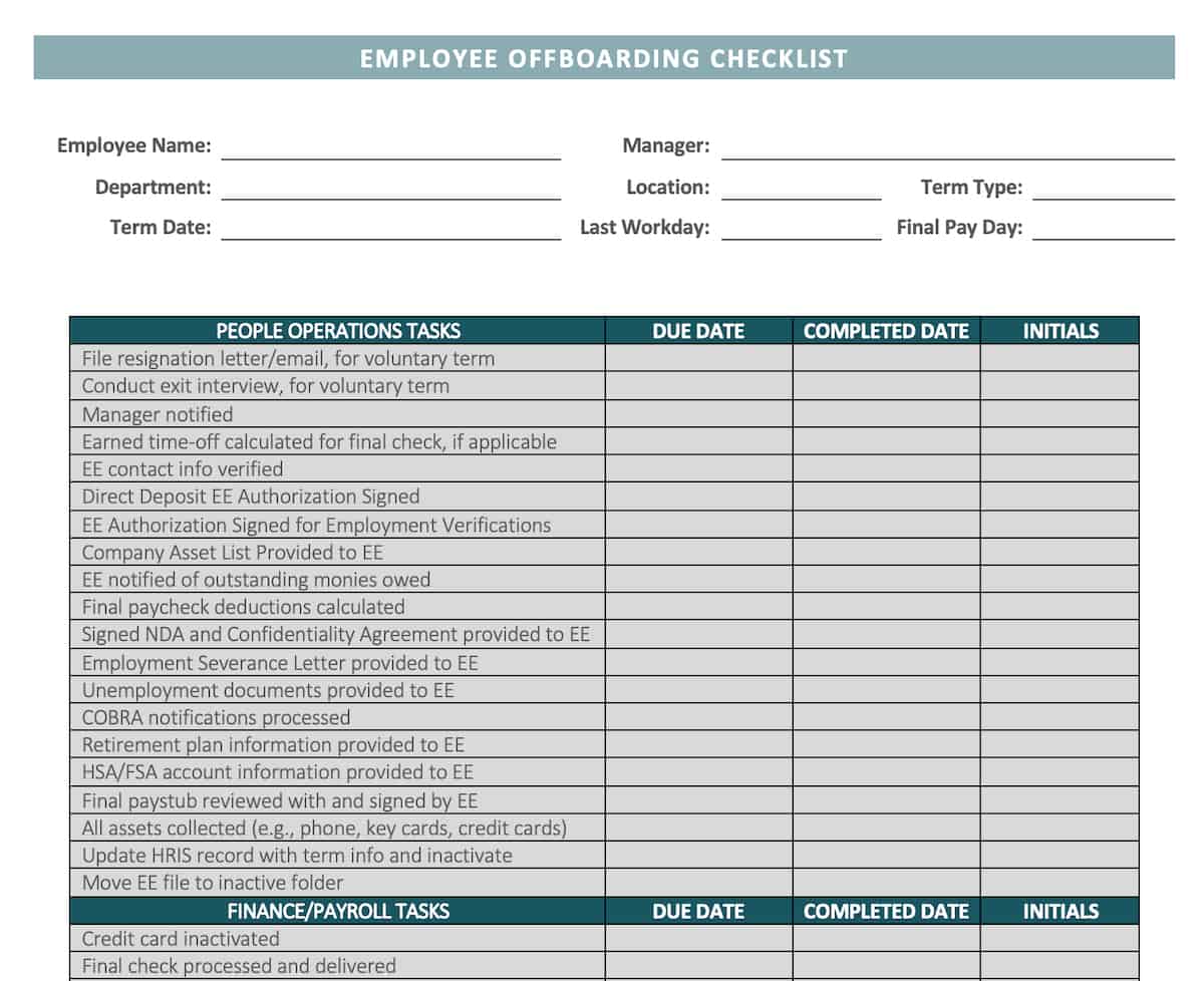 Snapshot of Employee Offboarding Checklist